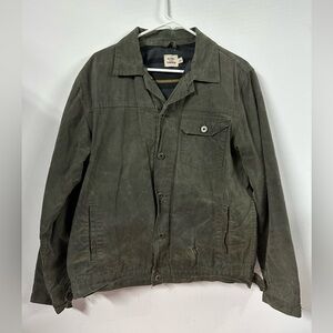 Flint and Tinder Flannel-Lined Waxed Trucker Jacket Size Large Mens Green